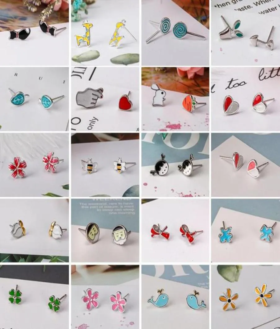 Boucles d'oreilles à clous, 30 sortes de cadeaux tendance pour femmes et filles, chats mignons, bière, baleine, girafes, fleurs, cœurs, géométrique 7451396