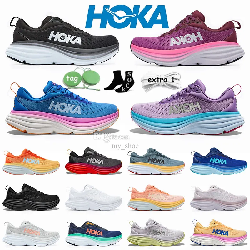 Desinger sapatos Clifton 9 Hoka One Bondi 8 Sapato Atlético Caminhadas Sapatos Absorção de Choque Estrada Moda Mens Mulheres Top Designer Mulheres Homens Hokas Sapatilhas Esportes Tamanho 36-45