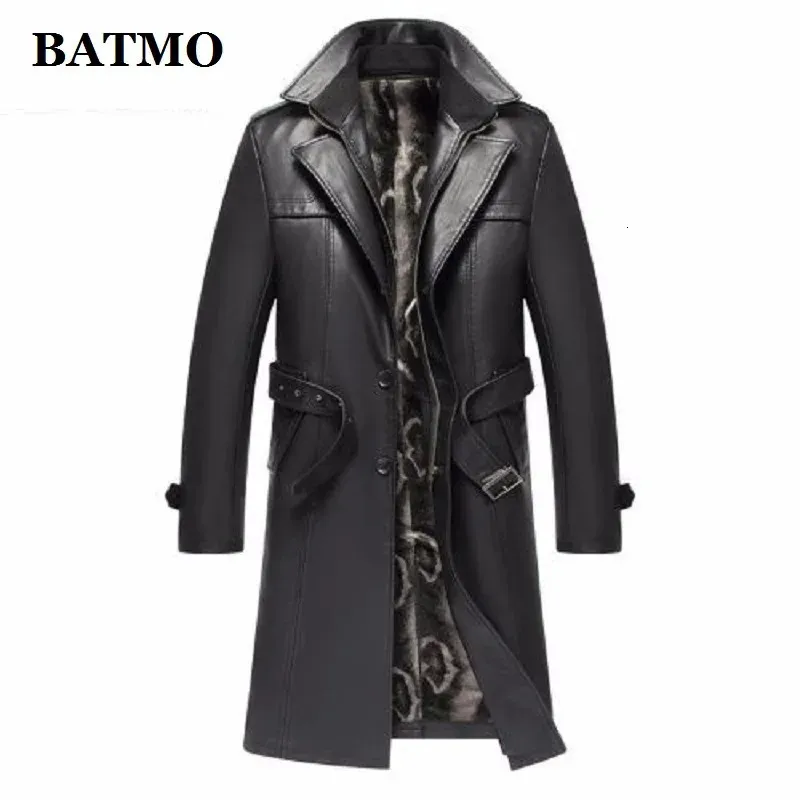 Batmo Ankunft Herbst Winter Echtleder dicker Trenchcoat HerrenLederjacke HerrenLanger Mantel Plus-Größe S-5XL 240228