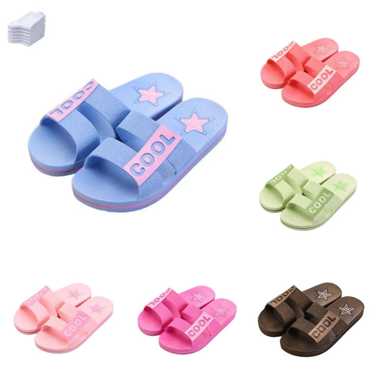 Slipper designer gummi glider kvinnor sandaler klackar bomullstyg halm casual tofflor för våren platt komfort mulor vadderad remsko stor storlek