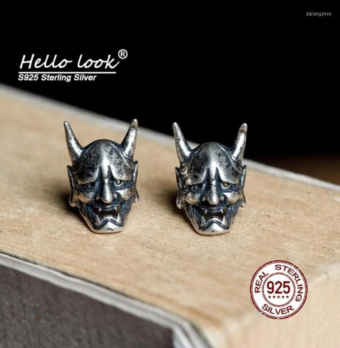 Stud Küpe Hellook 925 Gümüş Gotik Kafatası Vintage Sıkıntılı Sterling Prajna Küpe Mücevher Erkekler Kulak Studs2551442