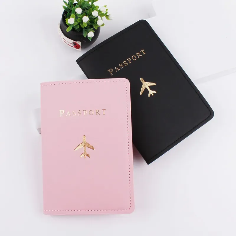 Card Holders Women PU Small Plane Prints Travel Passport Cover Mix Color