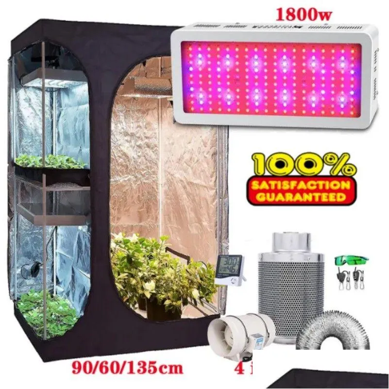 Büyüme Işıkları Polyester Film Çadır Odası Büyütün Tam Kit Hidroponik Büyüme Sistemi 1000W LED Işık 4/6 Karbon Filtre Ekle Combo MTIPLE S DHO0X