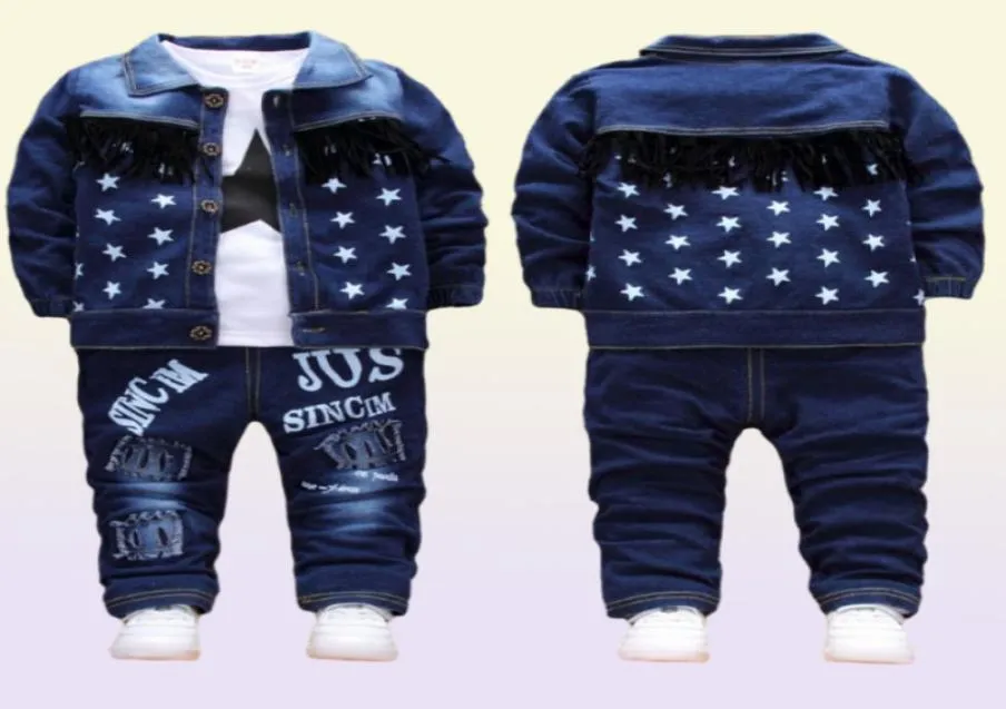 Çocuklar Bebek Erkek Giysileri Moda Denim Ceket Üst Pantolon 3pcssets Bebek Çocuklar Günlük Giyim Kış Yürümeye Başlayan Toddler Trailsuits LJ2008313283279