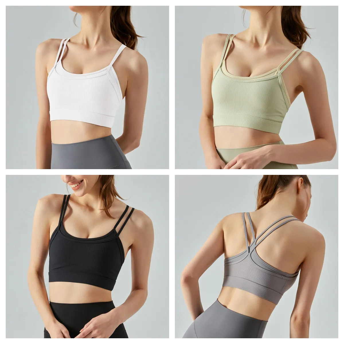 LL Sports Bras for Women-Criss-Cross z tyłu wyściełane tank tank zbiorników średnie wsparcie dla kobiet