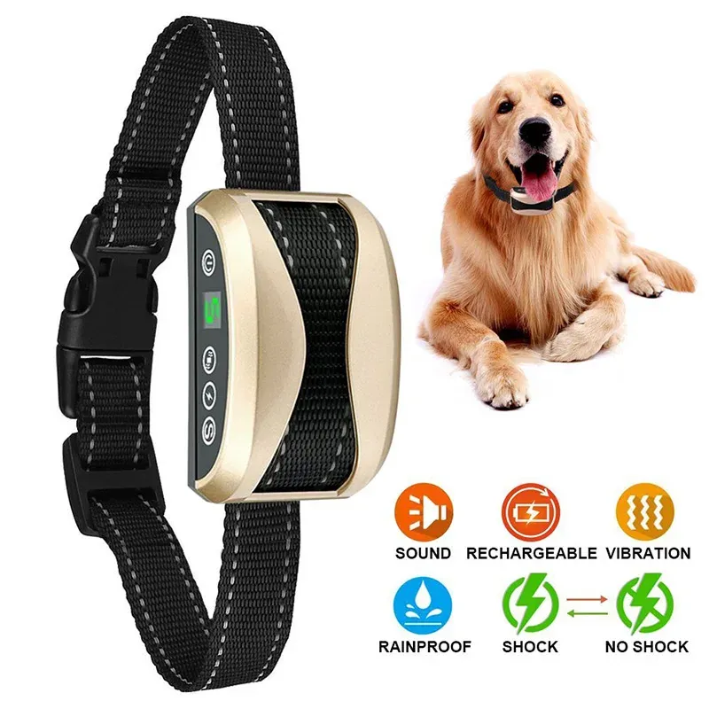 Colliers pour animaux de compagnie, étanche, Rechargeable, Anti-aboiement, réglable, 7 niveaux de sensibilité, Vibration, arrêt des aboiements, colliers d'entraînement pour chiens