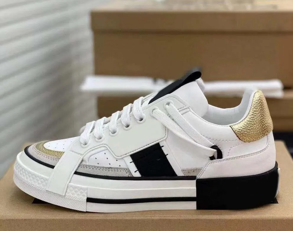 Fashion Men DolGab Casual Shoes Senior Fun Flat Sneakers Classic White Low Tops Elastic Band Calfskin Designer Casuals Tennis Trainers