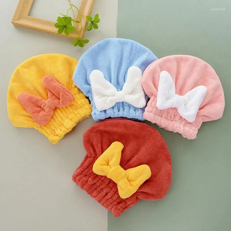 Bandanas mignon nœud papillon séchage rapide bonnet de cheveux serviette en microfibre emballage Super absorbant pour les femmes serviette de bain chapeau d'essuyage