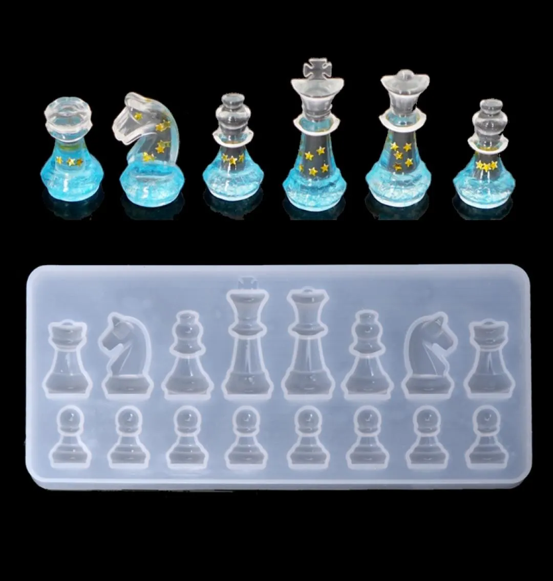 Moule en Silicone en forme d'échecs internationaux, argile pour travaux pratiques, résine époxy UV, moules à pendentif pour bijoux 2846526
