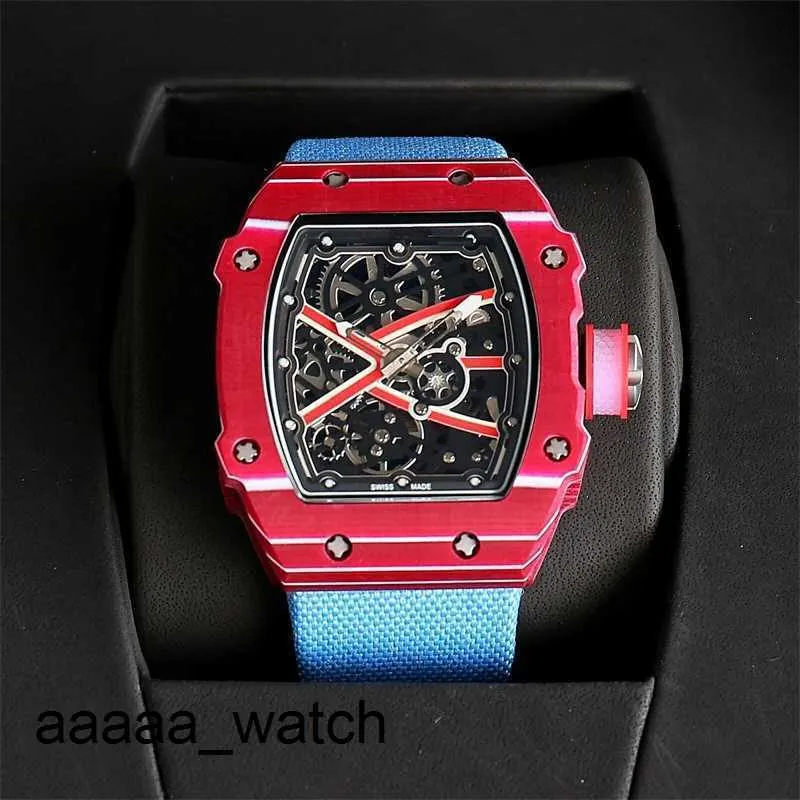 Richarsmilles zegarek mechaniczny luksusowy ruch mechaniczny gumowy pasek gumowy moda RM67-02 Włókno z włókna węglowego opaska