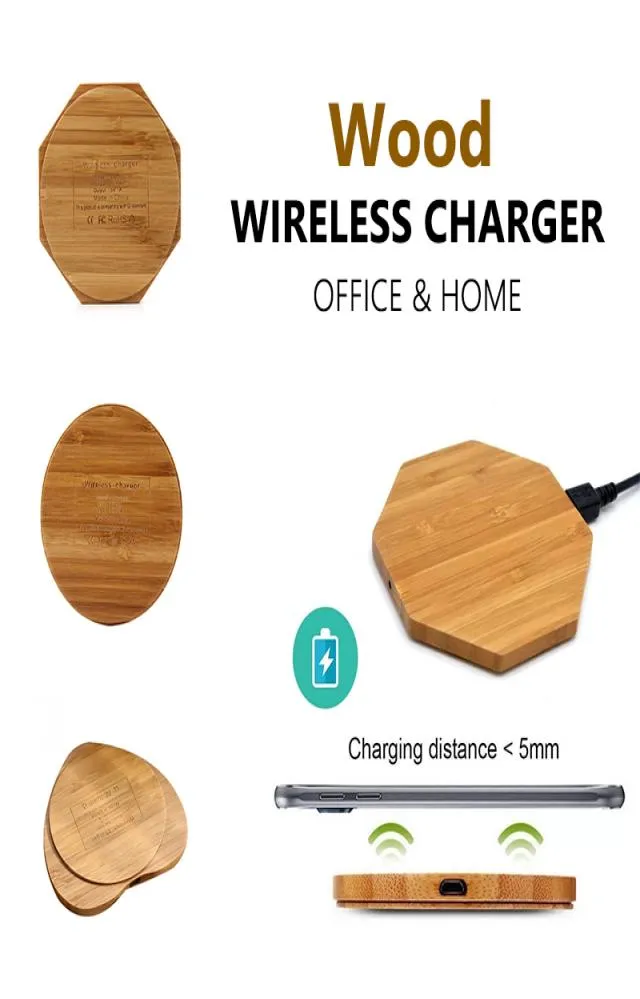 Bamboo Wireless Charger Wood Woode Pad Qi高速充電ドックUSBケーブル電話充電タブレット充電iPhone 8 x xs max 4257847