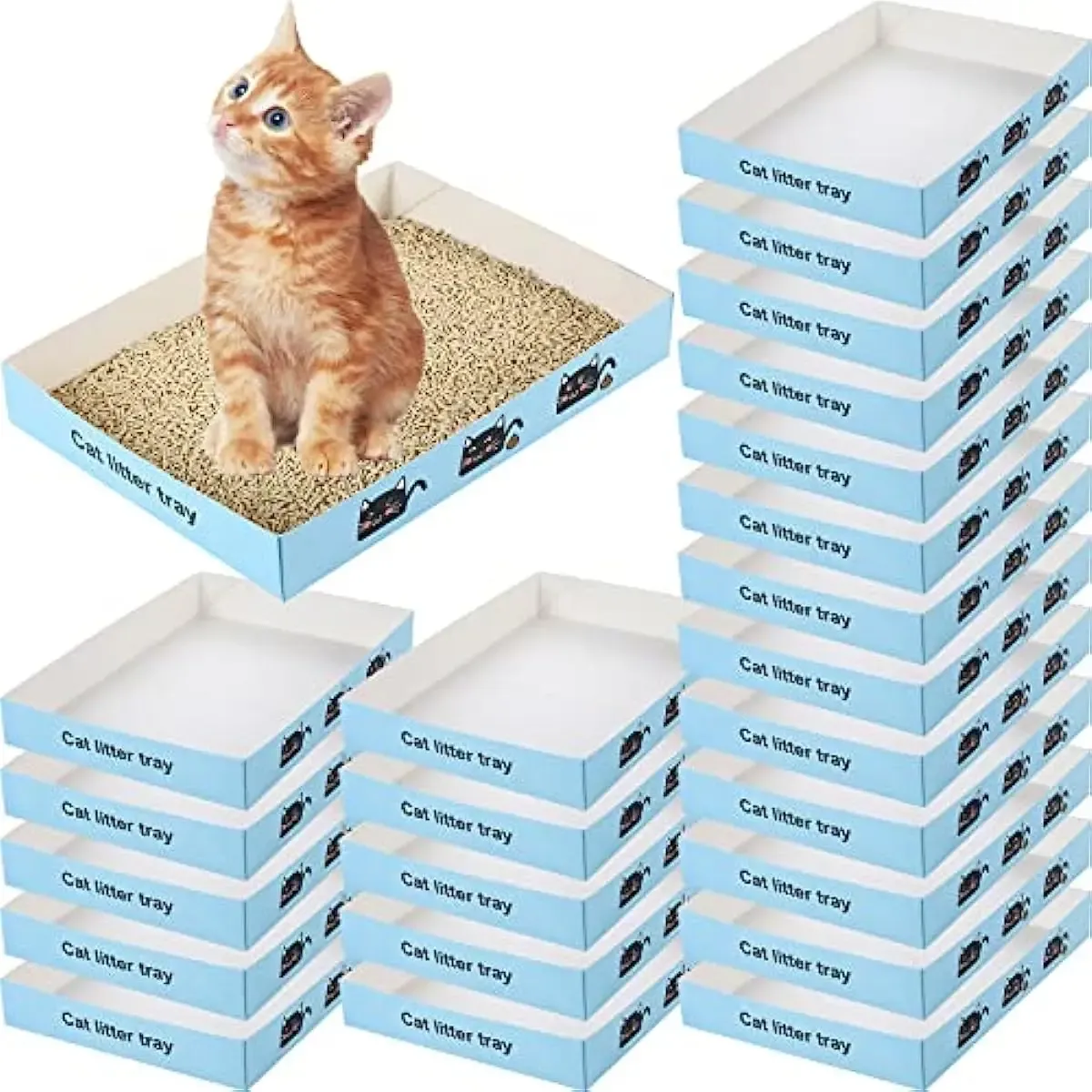 Disposable Cat Litter Box Foldable Lightweight Cardboard Cat