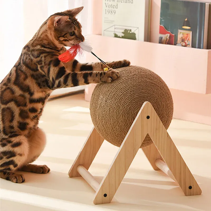 Scratchers Cat Scratcher Cat Climbing Frame Scratching Post for Cats Claw Grinding Scratch Resistant Cats Wheel with Feather Toys Pet Toys