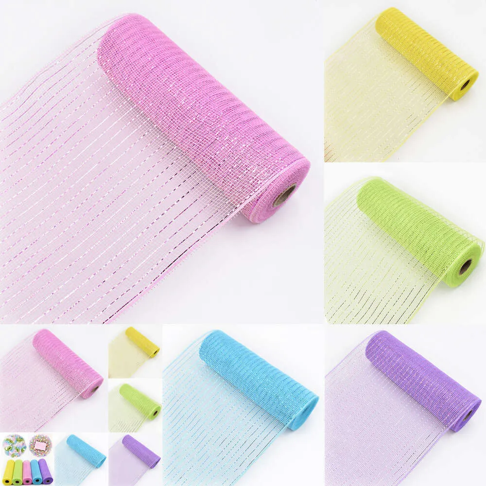 New New Decorations Polyester Rolls DIY Wreath Pink Blue Yellow Green Mesh Ribbon For Easter Birthday Decor