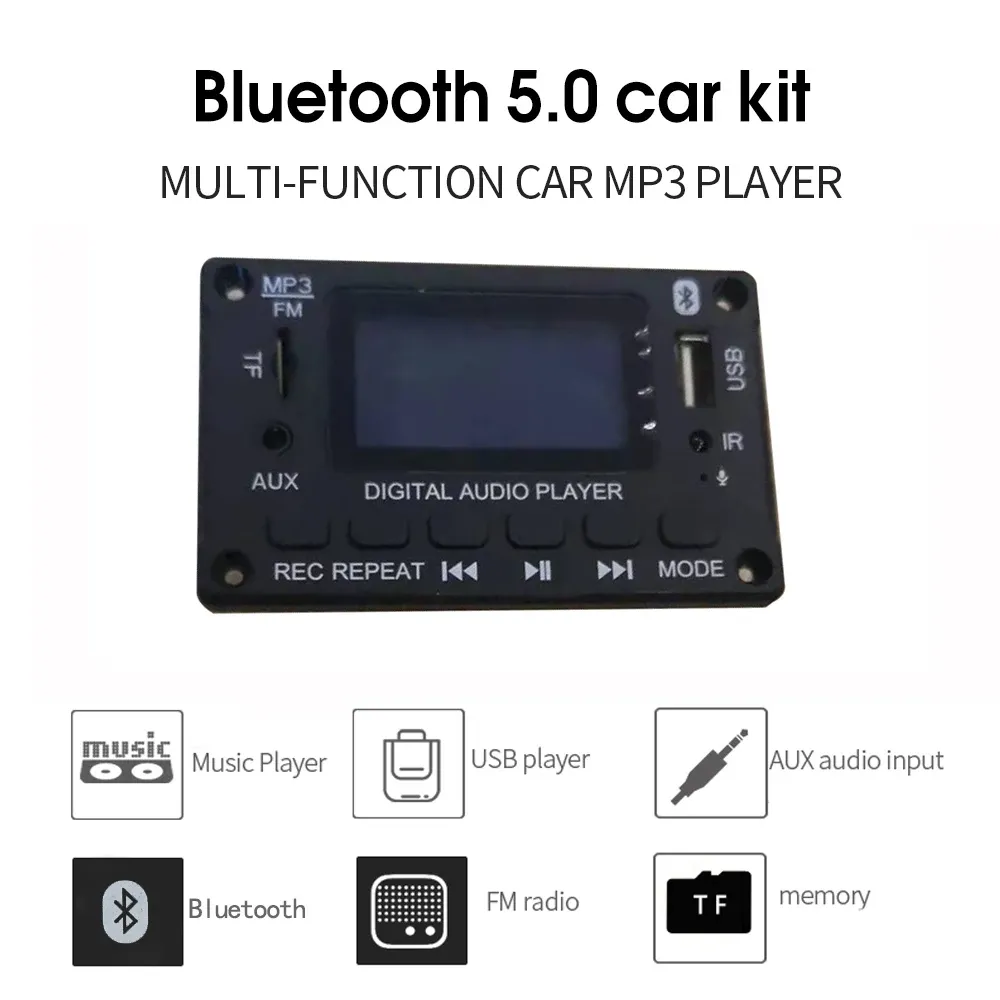 Player DC 5V 12V MP3 Decoder Board WMA Decoding MP3 Player Bluetooth5.0 Audio Module Support WMA WAV TF USB FM Radio Handsfree Call