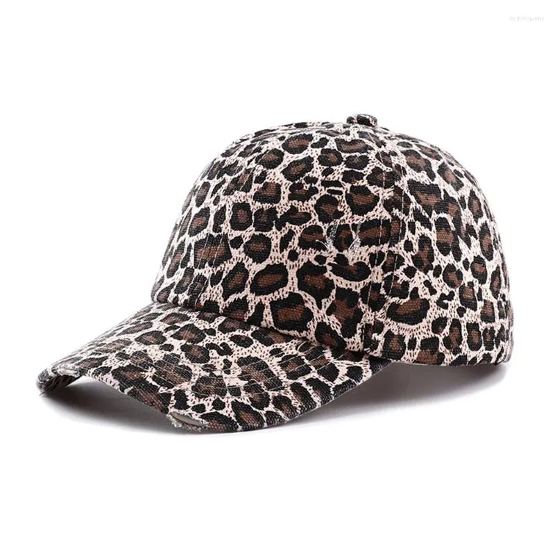 Boll Caps 2024 Leopard Print Vintage Washed Cotton Baseball Cap Women Hip Hop Messy Bulls Outdoor Sport Hats Accessories