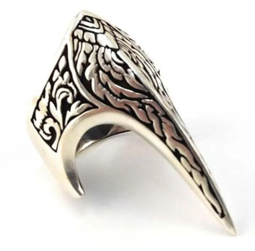 Wedding Rings Vintage Men Irregular Thumb Ring Silver Color Carved Special Pattern Knuckle Alien War Crown Punk Jewelry Accessorie3203596