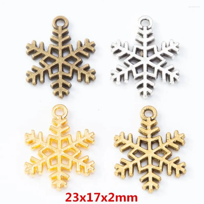 Charms 35 Stück Retro-Metall-Zink-Legierung Schneeflocken-Anhänger für DIY handgefertigte Schmuck-Halskettenherstellung 8045