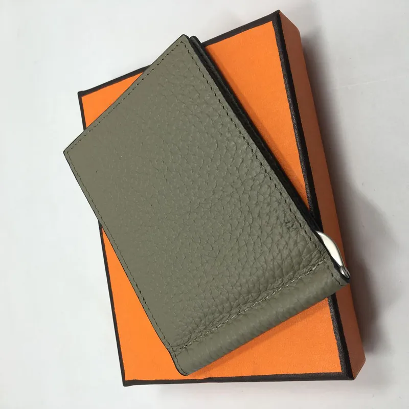 Tarjetero de 6 colores, billetera con clip para dinero para tarjetas de crédito, billetera de cuero para hombre, billeteras genuinas de alta clase con ranura para tarjetas, billetera pequeña con clip de cuero de diseño minimalista