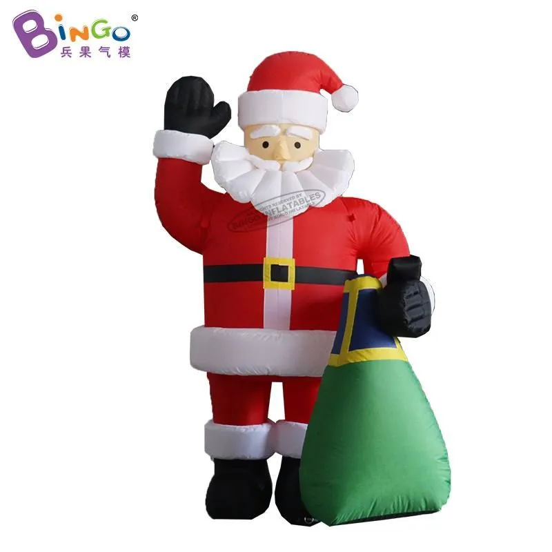 wholesale 10mH (33ft) Retail advertising inflatable standing Santa Claus carrying bag blow up cartoon Christmas character for party event decoration toys sport