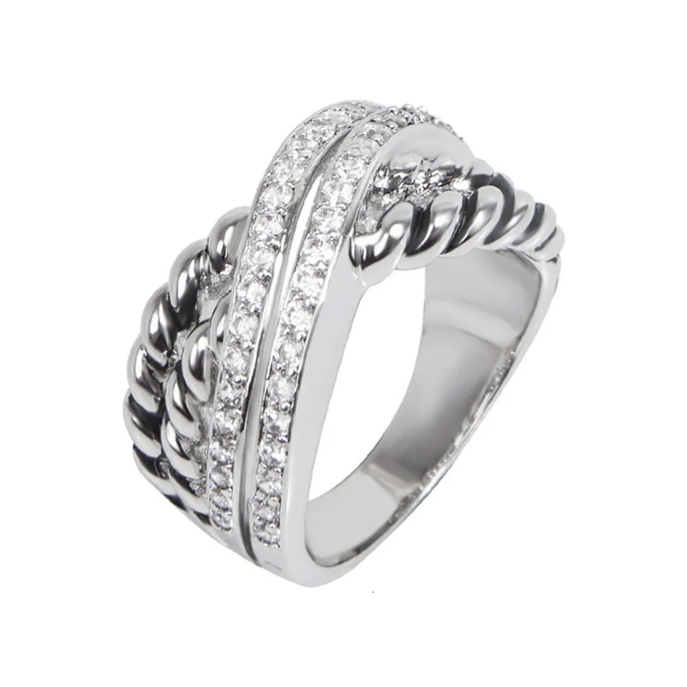 Davidjersey Jersey Store David Yurma Jewelry Designer Rings for Women Finger Dy Popular X Cross Set Zircon Imitation Classic Hot Ring Ring Accessory Anillos