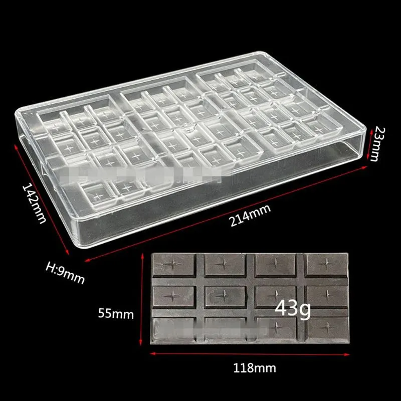 Baking Moulds Bar lattice Chocolate Mold transparent lattice hard plastic mould Candy Molds food grade one up wrapper Tin aluminum foil paper