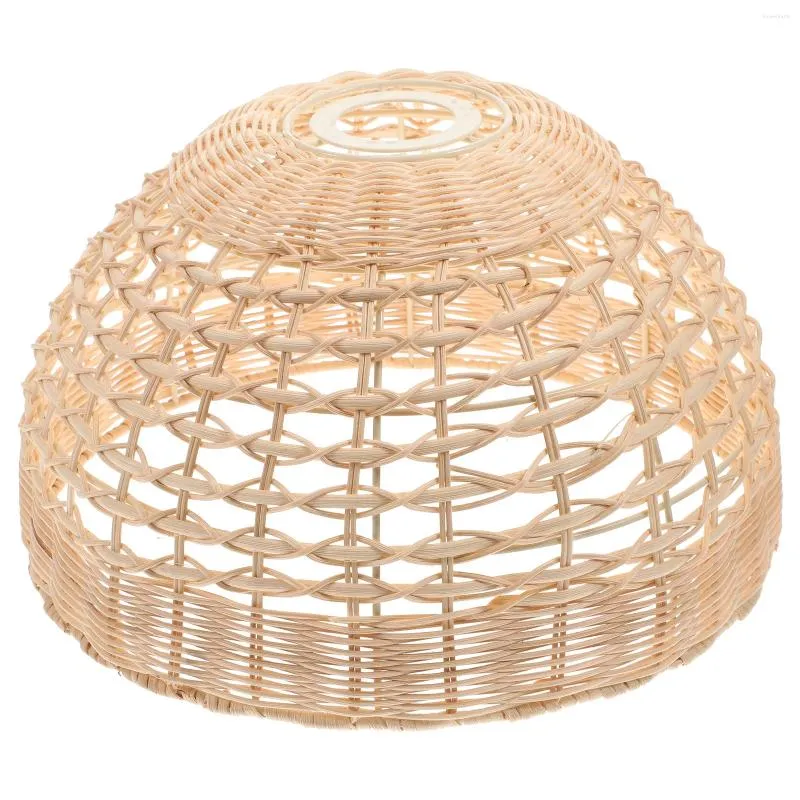 Lampes suspendues Lampe de garde d'ampoule suspendue Cage de lustre en rotin Abat-jour Panier rustique Couvertures de lumière pour table