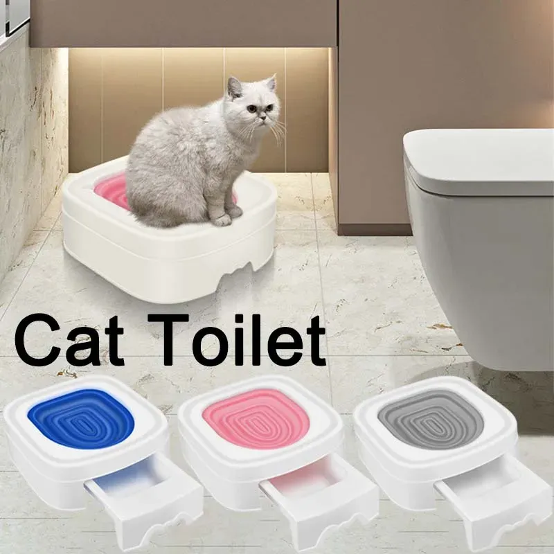 Repellents 2023 Katter Toalettträning med basplastträning Set Cat Litter Box Mat Cat Toaletttränare Katter Lär dig att använda toaletten