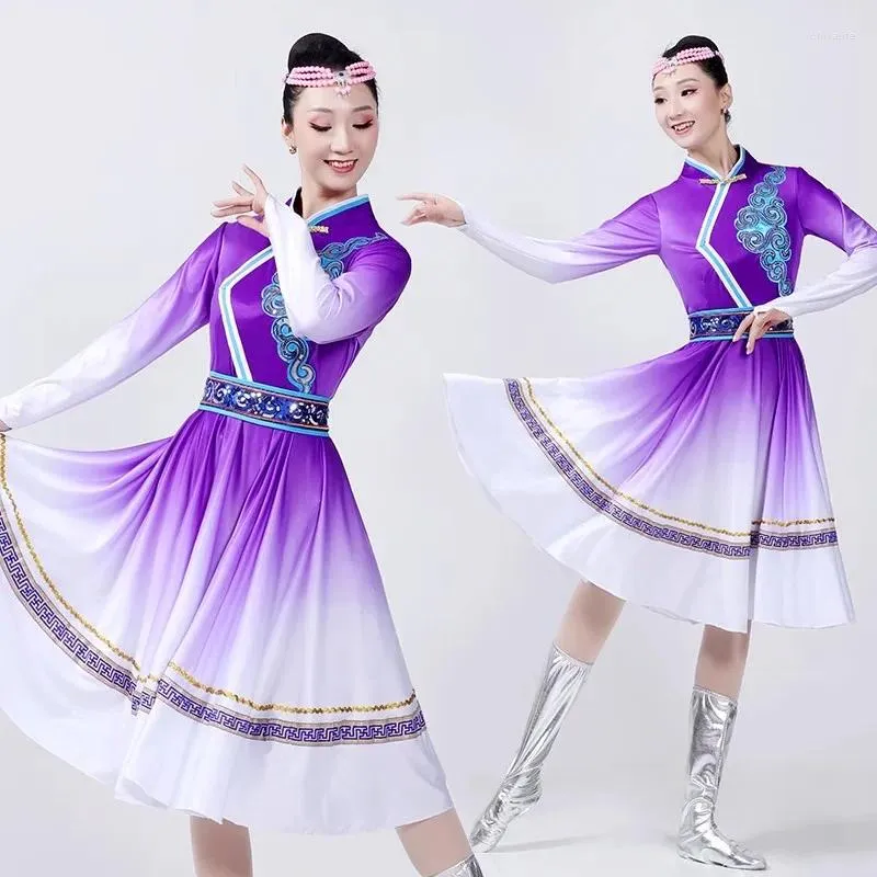Stage Wear Women's Mongolian Performance Dress Inner Mongolia Dance Robe Adult Ethnic