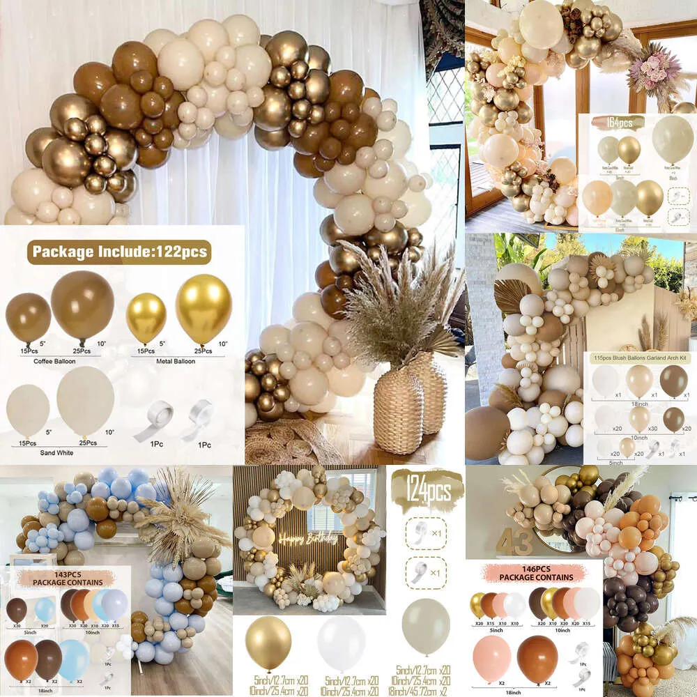 New New Happy Birthday Decorations Coffee Brown Balloon Arch Garland Kit Wedding Engagement Decoration Baby Shower Event Party Balloons