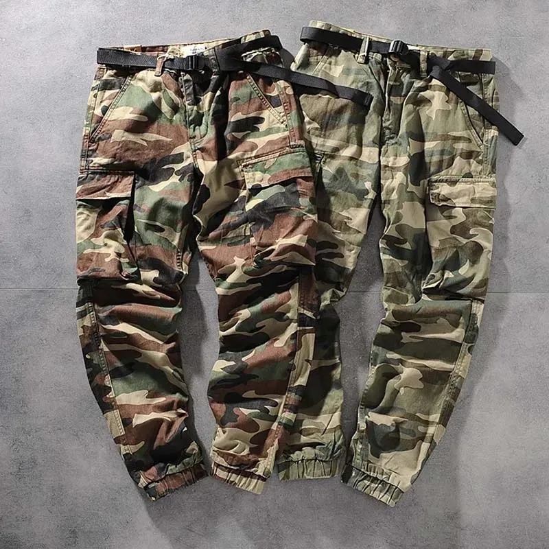 Pantaloni New Summer Mens Jogging Pantaloni 100% cotone Camo Cargo Pants Uomo Jogger Harem Pants Camouflage Streetwear Tasche Pantaloni Uomo