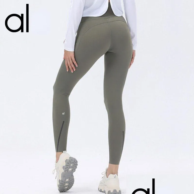 Strój jogi Al Womens Sports Spodnie biegowe nago szczotkowane wysoką talię bez zakłopotania nici Slim Fit Elastyczne uprawy dostaw