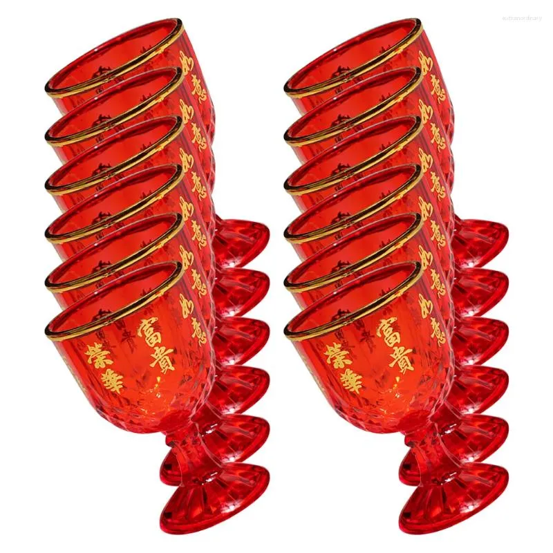 Bicchieri usa e getta cannucce 12 pezzi Mini calici decorativi in plastica decorativa per matrimonio cinese