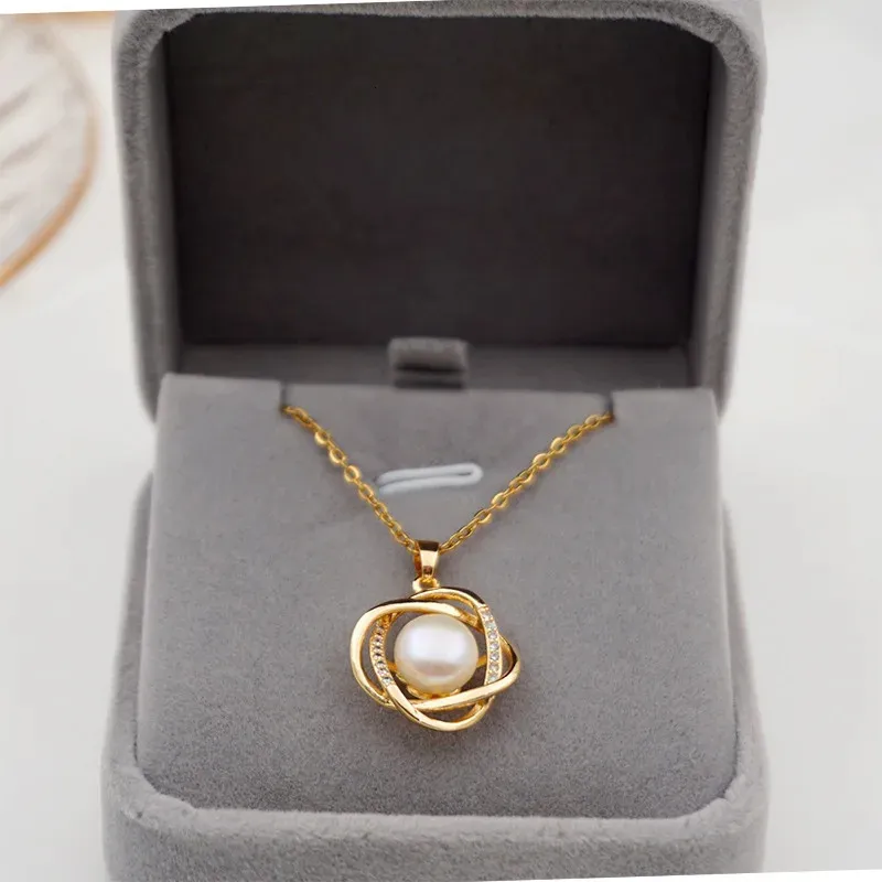 Natural Pearl 18 K Rose Gold Fashion Halsband smycken Guldsmycken Nacklas för kvinnor Fina gåva smycken 240220