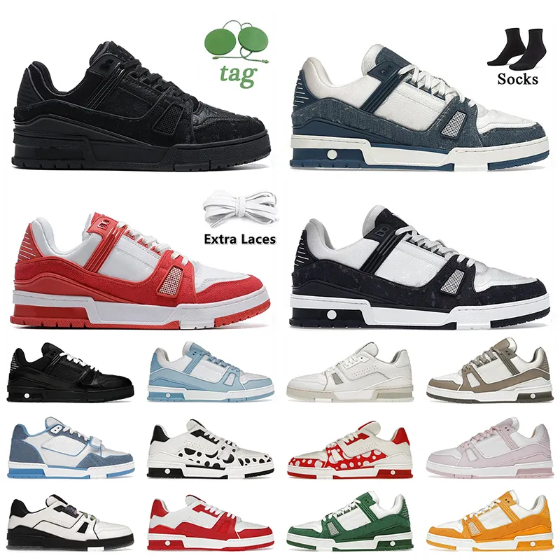 Vendita all'ingrosso Denim Nero Bianco Designer Scarpe casual Donna Uomo Fiori Marca Rosso Blu Verde Giallo Pelle di vitello Sneakers con piattaforma di lusso Scarpe da ginnastica V di alta qualità