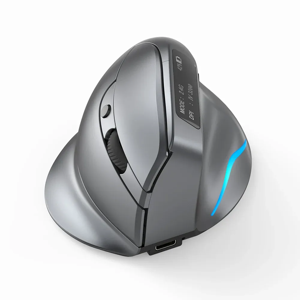 Mouse ZELOTES F26C Mouse verticale ergonomico Mouse wireless ricaricabile 2.4G 3200 DPI 8 pulsanti Mouse da gioco per computer portatile PC