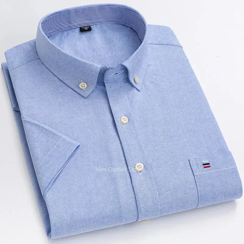 トップス Square Oxford Short Sleeve Shirt XL Mens Oxford Short Sleeve Square Collar Soild Plaid Striped