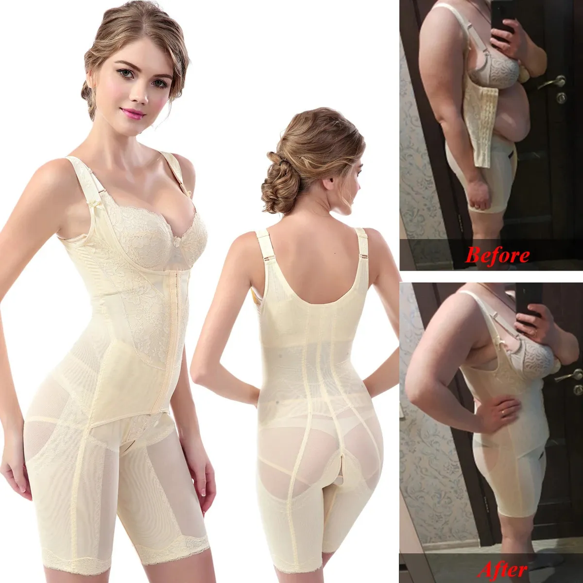 Helkroppsformare Shapewear Women Modeling Strap Mage Control Slimming Underwear Seamless midje Shaper Shaping Butt Lifer Corset 240220