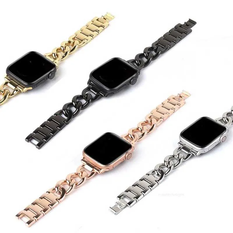 Designer Denim Chain Strap For Apple Watch Band Ultra 49mm 41mm 45mm 42mm 38mm 40MM 44MM Luxury Metal Stainless Steel Women Bracelet iWatch Series 8 7 6 SE 5 4 3 designer5