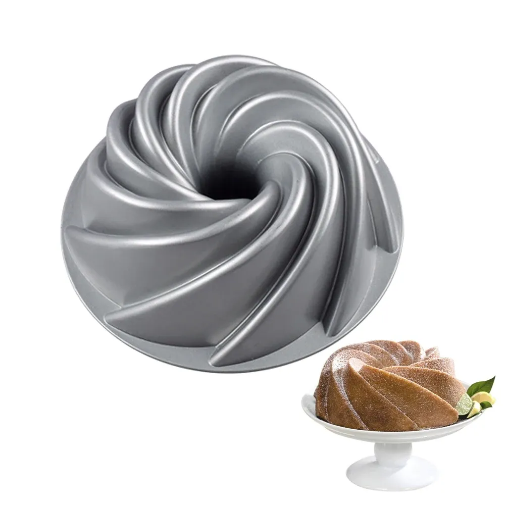 Formy odlewane aluminiowe non -kij wirujący bundt bundt do pieczenia 10 -calowy spiralny ciasto bundt do piepy ciasto puszka do pieczenia formy 0890