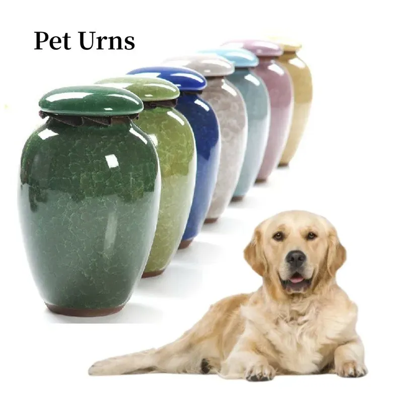 Urnes Céramique pour animaux de compagnie Urne Chats Chiens Urnes commémoratives Crémation Cercueils pour animaux de compagnie Vase funéraire Chat Crémation Cendres Pots floraux craquelés Urne Fournitures pour animaux de compagnie