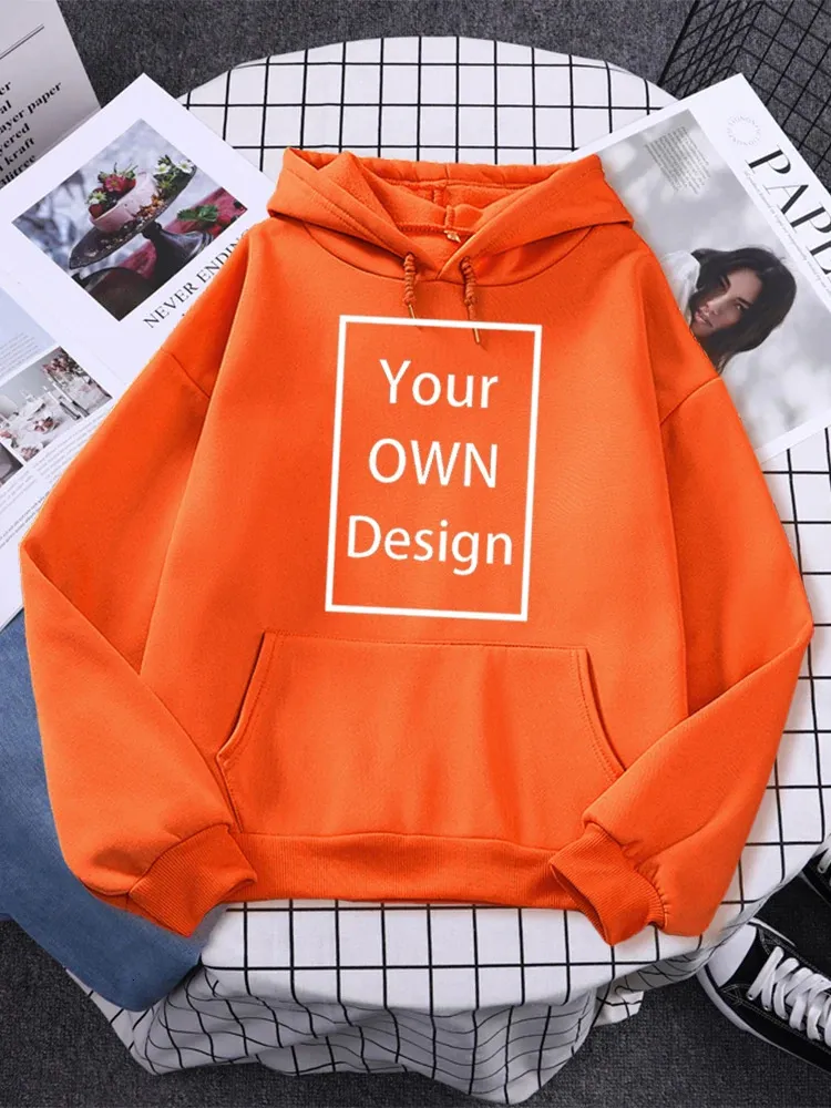 Uw EIGEN Ontwerp Merk Foto Custom Mannen Vrouwen DIY Hoodies Casual Oversize Sweatshirt 13 Kleuren Schouder Drop Stijl Kleding 240220