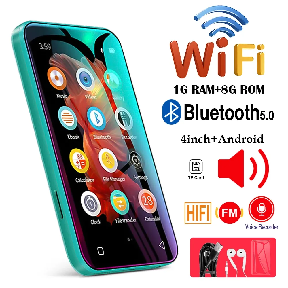 Jogador portátil wifi bluetooth mp4 mp3 player 4.0 "tela de toque completa som alta fidelidade mp3 leitor música fm gravador navegador longa espera