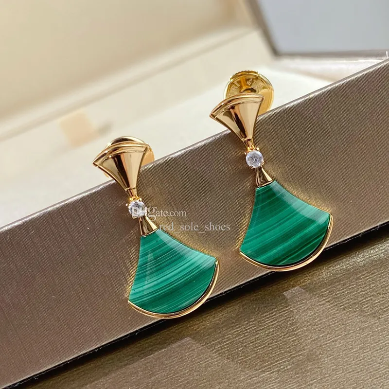 Diva Dream Qixi Limited Series Designer Dangle Earrings for Woman Natural Malachite Diamond Fashion Crystal smycken Europeisk storlek med ruta 034