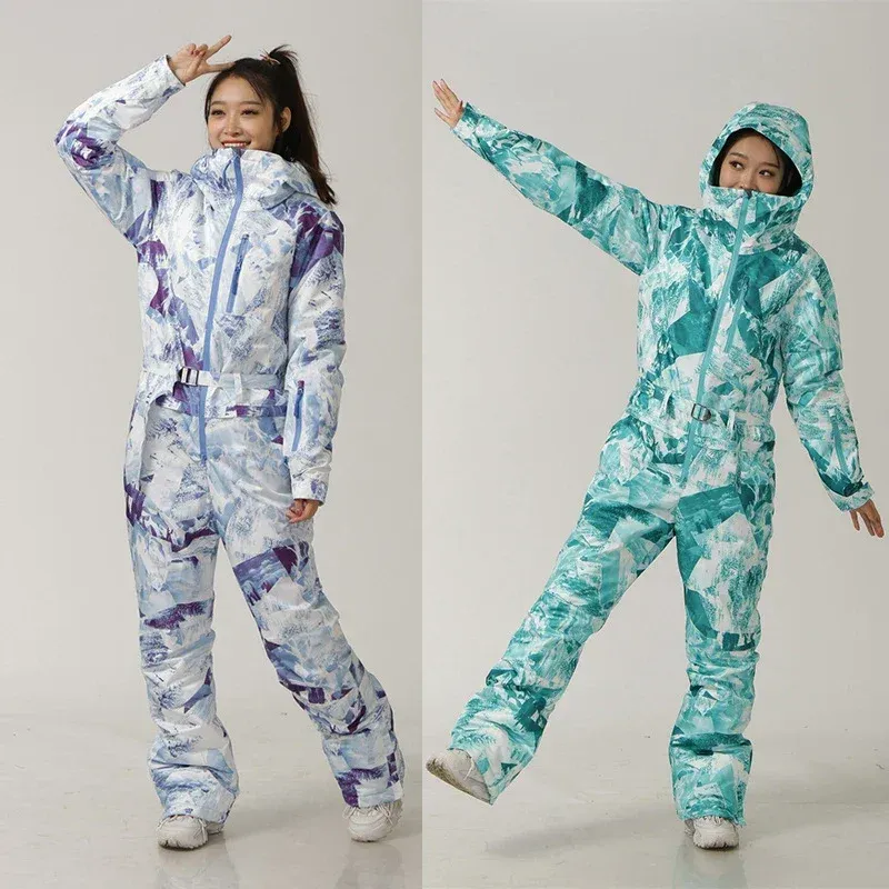 Giacche set da sci Women Onepiece Ski salta da sci giacca da snowboard da esterno per salto da salto invernali invernali inverno con cappuccio con cappuccio