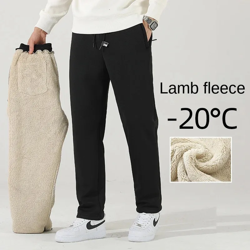 Kış Kaşmir Pantolon Erkek Polar Sıcak Kalın Sıradan Spor Pantolon Yüksek Kaliteli Moda Çizme Büyük Boyu Jogger Pants L-8XL 240220