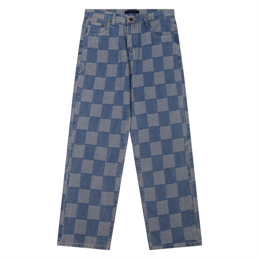 Men's jeans Designer pants Light luxury classic American fashion brand loose casual straight pants checkerboard pants