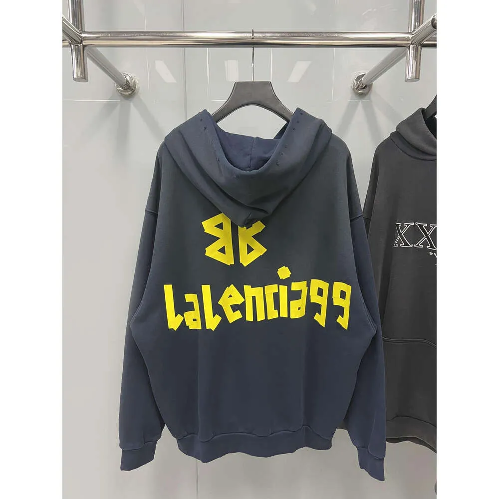 balenicagas Designer sweat à capuche tendance de luxe Version Sweats à capuche Balencigaas Designer Sweat à capuche Accueil Mode Homme 23ss Paris Nouvelle bande d'impression Lavage à l'eau Vieille carte à glissière HC7H