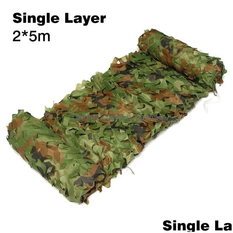 Tenten en schuilplaatsen 3X5M Woodland Camo Netting Camouflagenet Privacybescherming Mesh voor buiten Cam Boslandschap2543844 Drop De Dhw3O