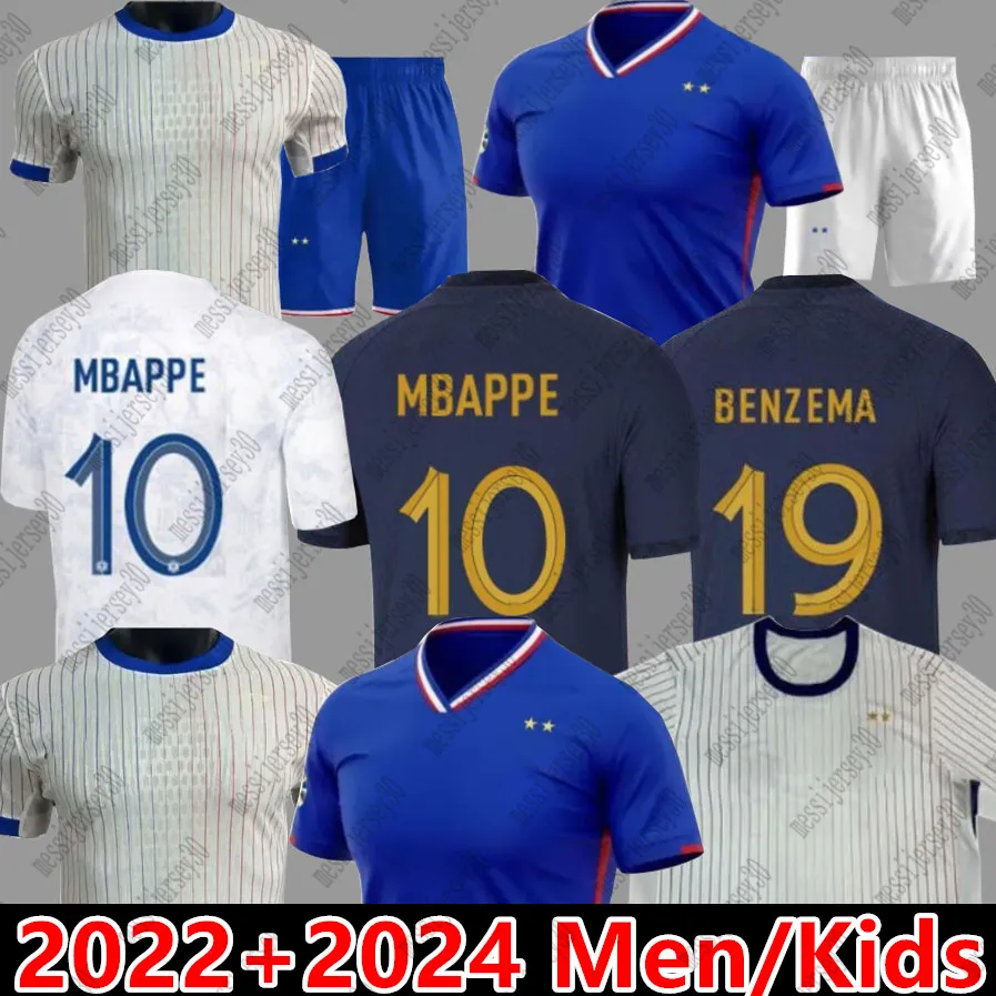 22ワールドカップジャージーフレンチ2024ユーロカップMBAPPEサッカージャージデンベレコマンサリバカンテマイロットデフットベンゼマグリーズマンキッズメンズファンプレーヤーサッカーシャツキット